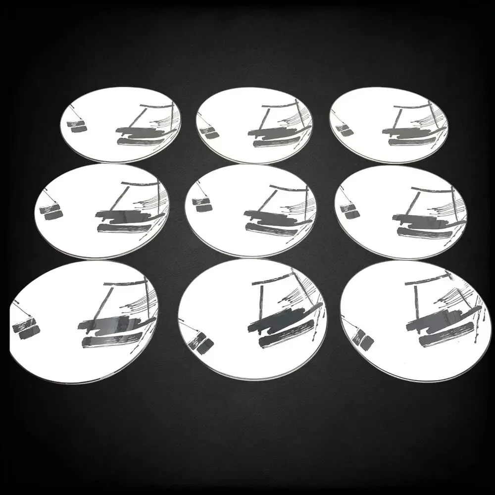Vintage 1986 Sango Larry Laslo Calligraphy Set 9 Oval Salad Plates 8